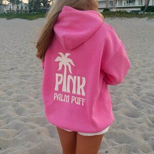 Pink Palm Puff Classic Puff Hoodie in Raspberry - Size Large - BNWT